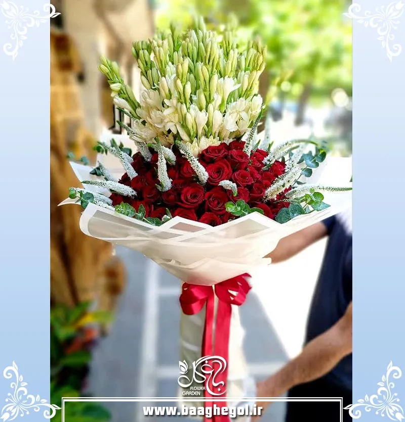 دسته گل لوکس رز هلندی و مریم